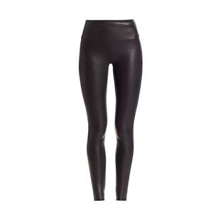 SPANX Spanxshape Faux Leather Fleece Lined Leggings Black/Petite/Small